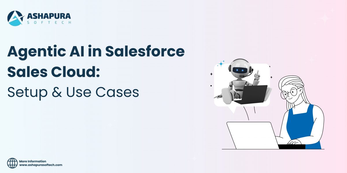 Illustration of Agentic AI in Salesforce Sales Cloud boosting productivity through AI-driven automation, lead prioritization, and forecasting.