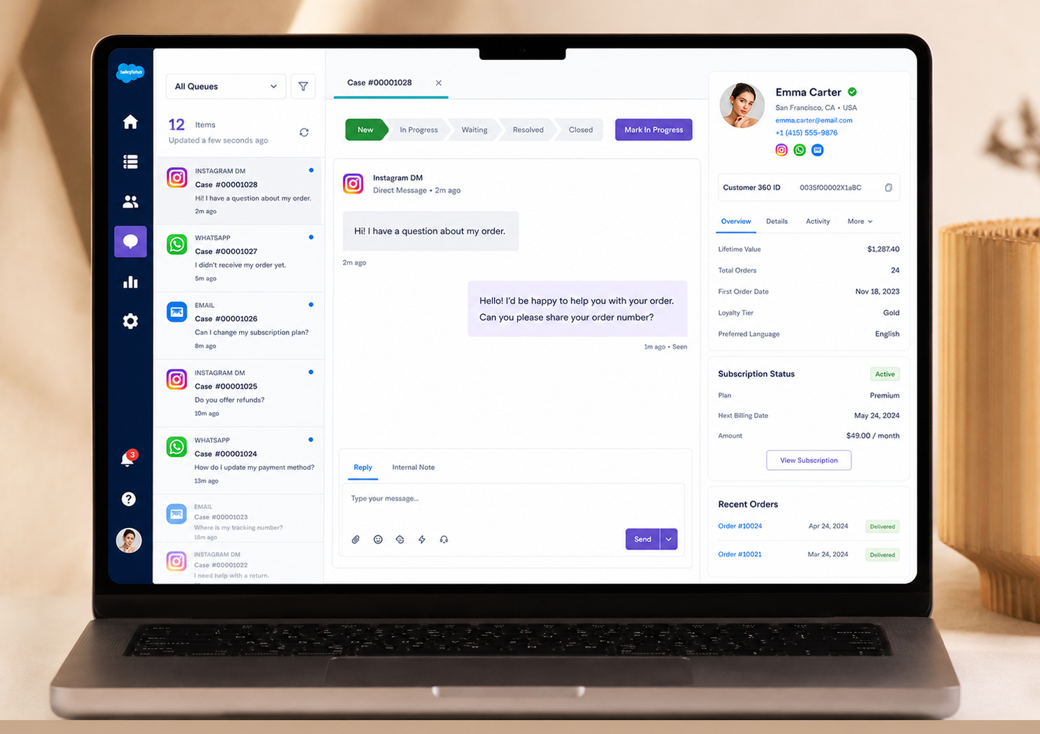 Service Cloud Omnichannel Console