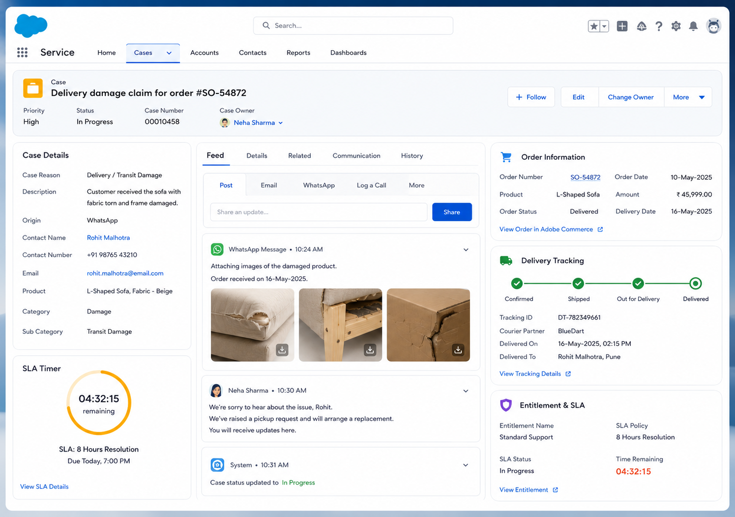 Service Cloud Case Management Dashboard