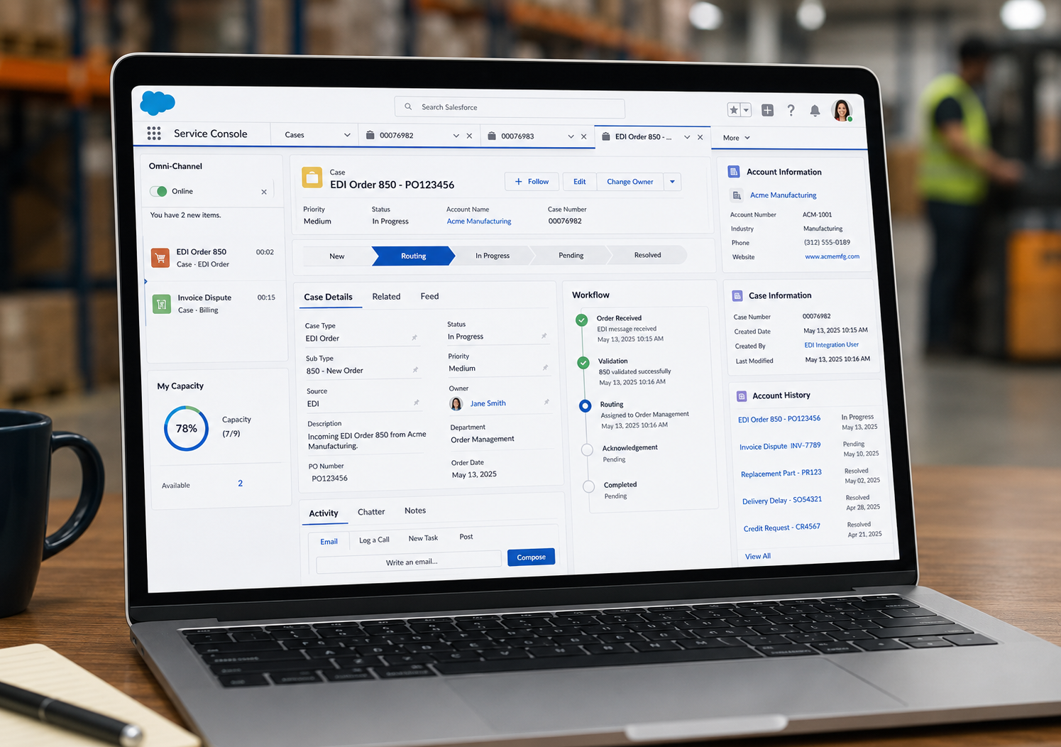 Service Cloud Omnichannel Console Dashboard