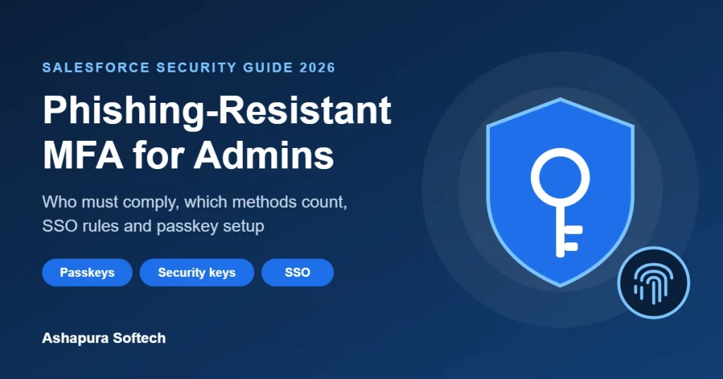Salesforce phishing-resistant MFA guide for admins with passkey and security key icons